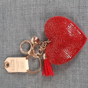 Red Heart Rhinestone Keychain Purse Charm Backpack Clip Love Valentine Gift